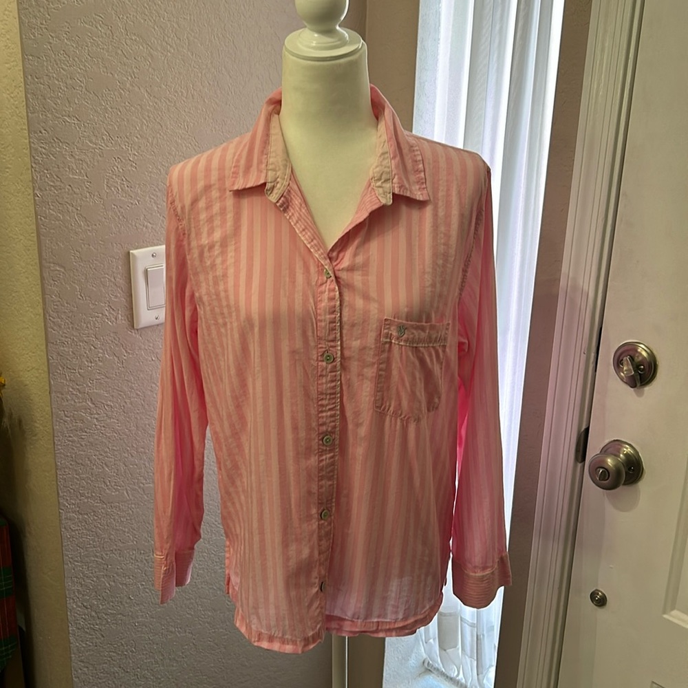 Vintage Victoria Secret Pajama Top in classic pink stripe